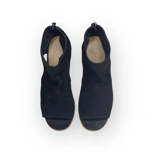 Vince Camuto 𖦹 Bevina Perforated Leather Cut Out Peep Toe Booties 𖦹 Black 8.5M - Picture 10 of 16